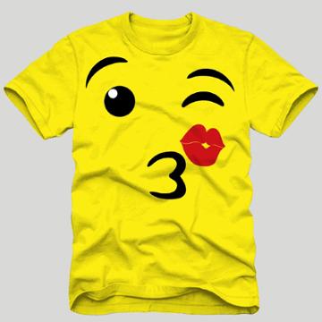 C-life Men's Emoji Kiss Short Sleeve T-shirt - Yellow