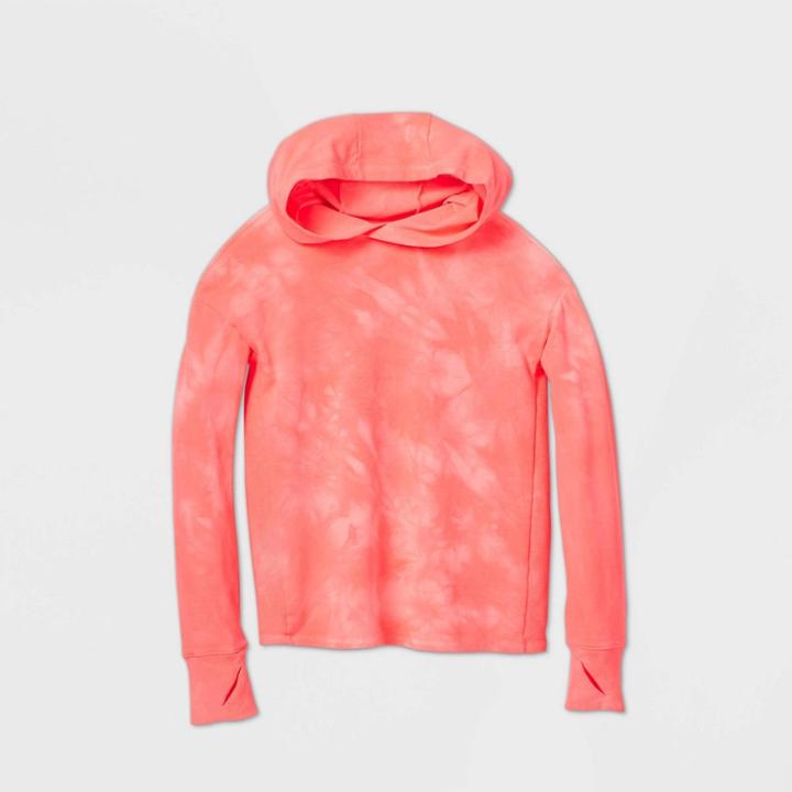Girls' French Terry Hoodie Sweatshirt - All In Motion Bright Red