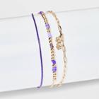 No Brand 14k Gold Dipped Morse Code 'best Friends' Beaded Multi-strand Bracelet - Purple