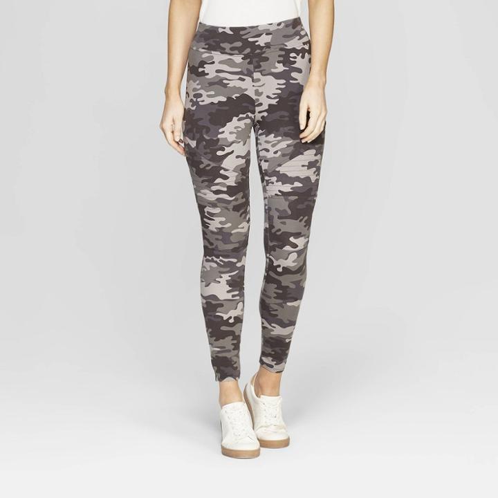 Women's Camo Print Mid-rise Pull-on Leggings - Knox Rose Gray