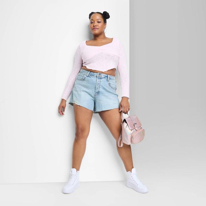 Women's High-rise Curvy Cutoff Jean Shorts - Wild Fable Medium Wash 17,