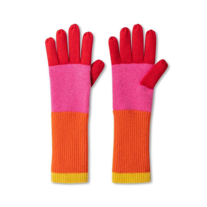 Women's Colorblock Gloves - Isaac Mizrahi For Target Pink/orange, Girl's, Size: Small, Pink Orange