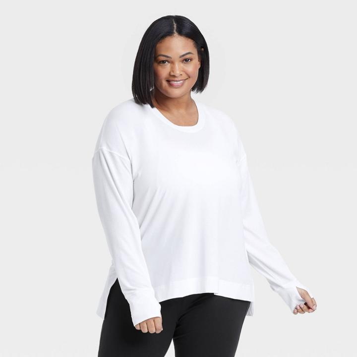 Women's Plus Size Active Long Sleeve Top - All In Motion White