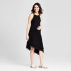 Maternity Sleeveless Tassel Hem Dress - Macherie Black