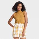 Women's Crochet Halter Neck Sweater Vest - Who What Wear Dark Yellow