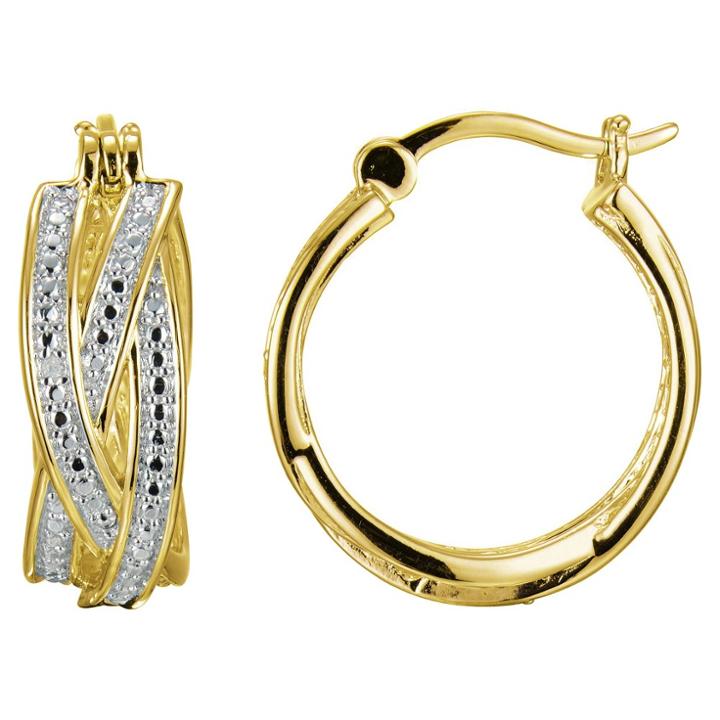 Target 18k Yellow Gold Plated Sterling Silver Diamond Accent Hoop Earrings, Girl's