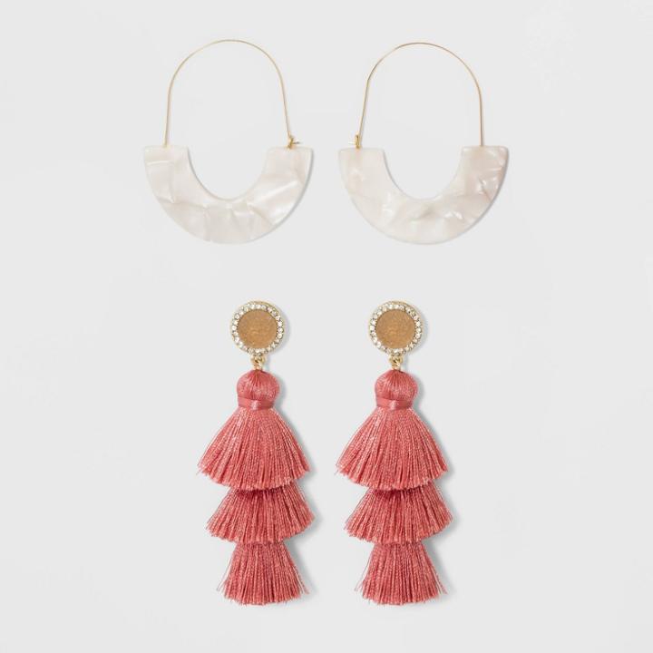 Sugarfix By Baublebar On-trend Drop Earring Set - Ivory, Women's