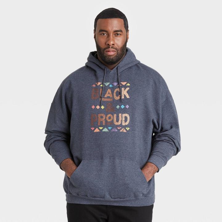 Ev Black History Month Medium Gray Heather History Month Men's Big & Tall 'medium Gray Heather And Proud' Hooded Sweatshirt - Medium Gray Heather