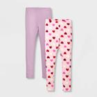 Girls' 2pk Adaptive Valentine's Day Leggings - Cat & Jack Light Pink/dusty Violet
