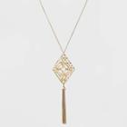Filigree And Tassel Long Necklace - A New Day Gold