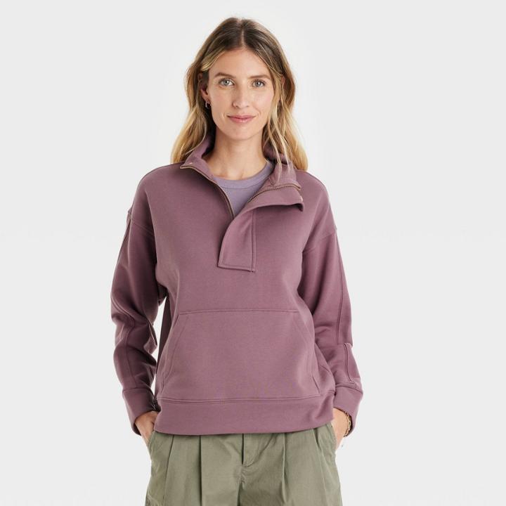 Women's Quarter Zip Sweatshirt - A New Day Purple