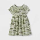 Toddler Girls' Printed Knit Short Sleeve Babydoll Dress - Cat & Jack Olive