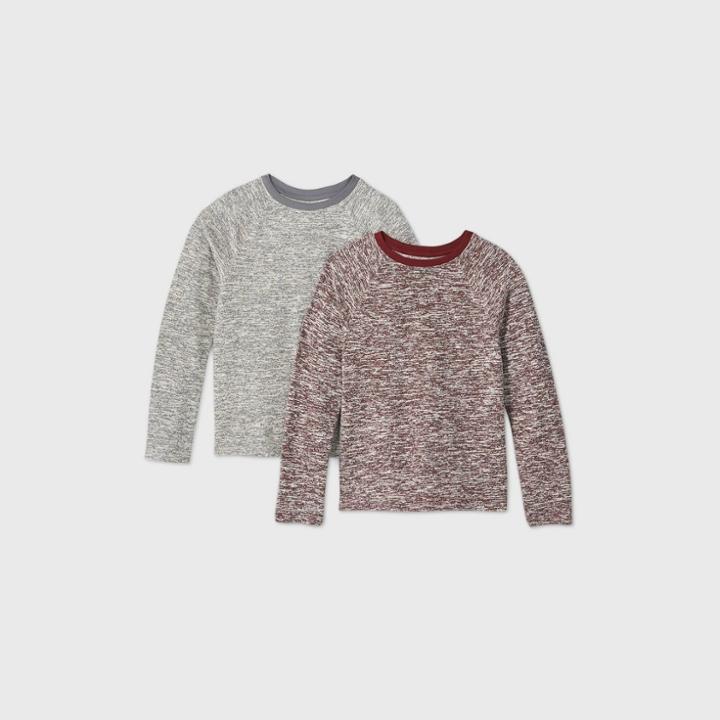 Boys' 2pk Hacci Cozy Pullover - Cat & Jack Gray/burgundy