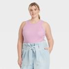 Women's Plus Size Slim Fit Rib Tank Top - A New Day Light Purple