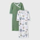 Baby Boys' 2pk Little Cub Nightgown - Cloud Island Olive Preemie, Blue/green