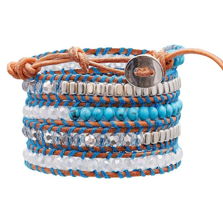 Target Women's Wrap Fashion Bracelet With Beads - Turquoise/white