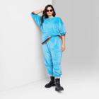 Women's Plus Size Ascot + Hart Velour Graphic Jogger Pants - Blue