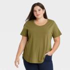 Women's Plus Size Essential Relaxed Scoop Neck T-shirt - Ava & Viv Olive
