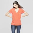 Women's Short Sleeve V-neck T-shirt - Universal Thread Orange Xl, Orange Fire Globe