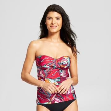 Clean Water Women's Floral Print Bandeau Tankini - Red