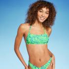 Women's Halter Bralette Bikini Top - Wild Fable Green & Blue