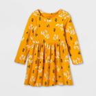 Toddler Girls' Knit Long Sleeve Dress - Cat & Jack Mustard