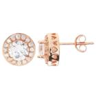 Target Women's 14k Rose Gold Over Sterling Silver Round Cubic Zirconia Stud Earrings -rose/clear