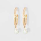 Target Glass Pearl Hoop Earrings - A New Day Gold