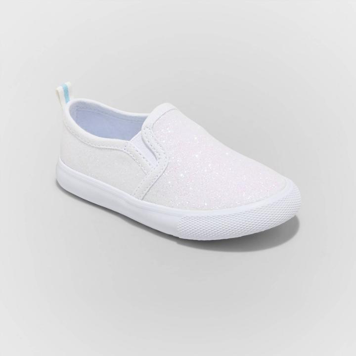 Toddler Girls' Madigan Glitter Sneakers - Cat & Jack White