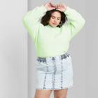 Women's Plus Size Crewneck Raglan Sweater - Wild Fable Green 1x, Women's,
