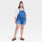 Women's Plus Size Denim Shortalls - Ava & Viv Medium Wash