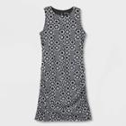 Girls' High Neck Mesh Dress - Art Class Black/white Floral