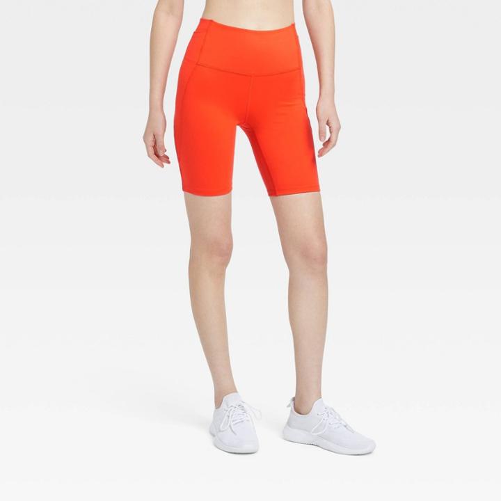 Women's Brushed Sculpt Bike Shorts - All In Motion Vibrant Orange