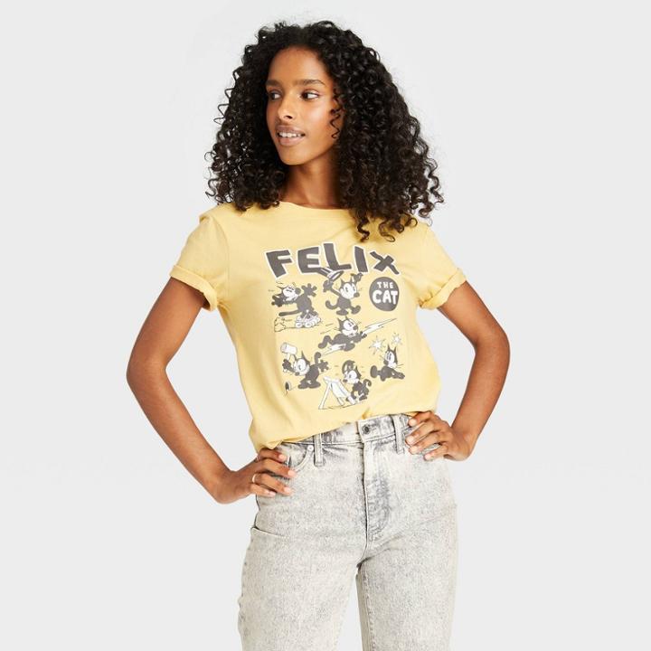 Women's Felix The Cat Short Sleeve Graphic T-shirt - Mustard