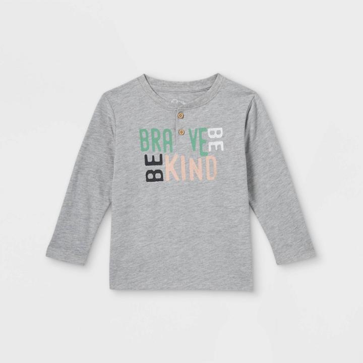 Toddler Boys' 'be Brave' Long Sleeve T-shirt - Art Class Gray