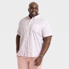 Men's Tall Floral Print Standard Fit Short Sleeve Button-down Shirt - Goodfellow & Co Rose Pink/floral