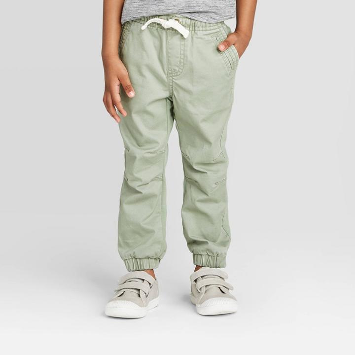 Toddler Boys' Knit Chino Jogger Pants - Cat & Jack Green 12m, Toddler Boy's