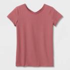 Girls' Short Sleeve Keyhole Back Gym T-shirt - All In Motion Ruby Red