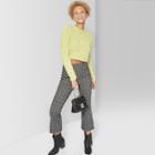 Women's Fuzzy Crop Mock Neck Sweater - Wild Fable Citrus Yellow