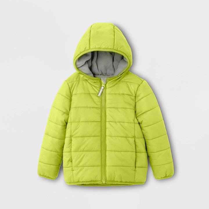 Toddler Lightweight Puffer Jacket - Cat & Jack Yellow 12m, Toddler Unisex