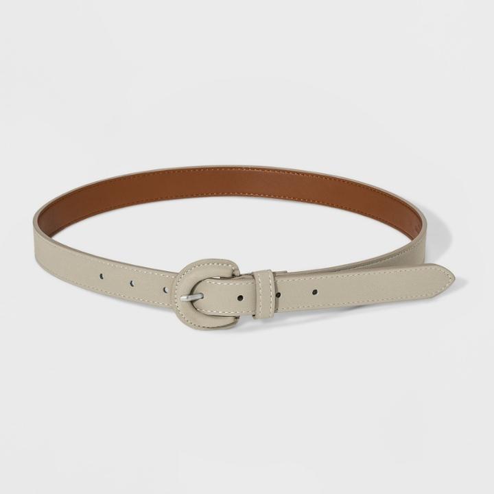 Women's 22mm Sueded Cov Buckle Belt - Universal Thread Beige