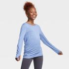 Girls' Long Sleeve Ruched Studio T-shirt - All In Motion Deep Periwinkle Xs, Girl's, Deep Purple