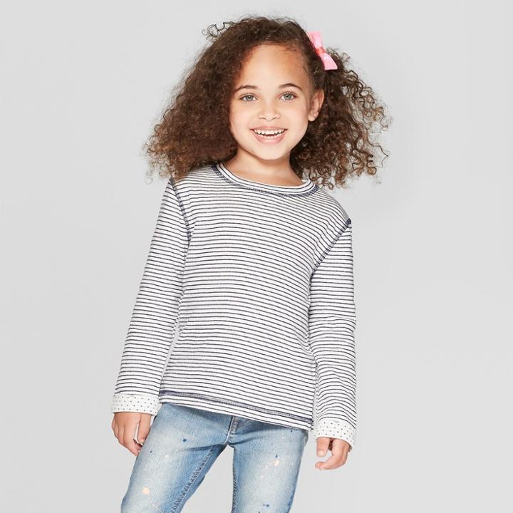 Toddler Girls' Striped Sweatshirt - Cat & Jack Blue