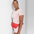 Women's Plus Size Short Sleeve Knit Corduroy Cropped Top - Wild Fable Pink