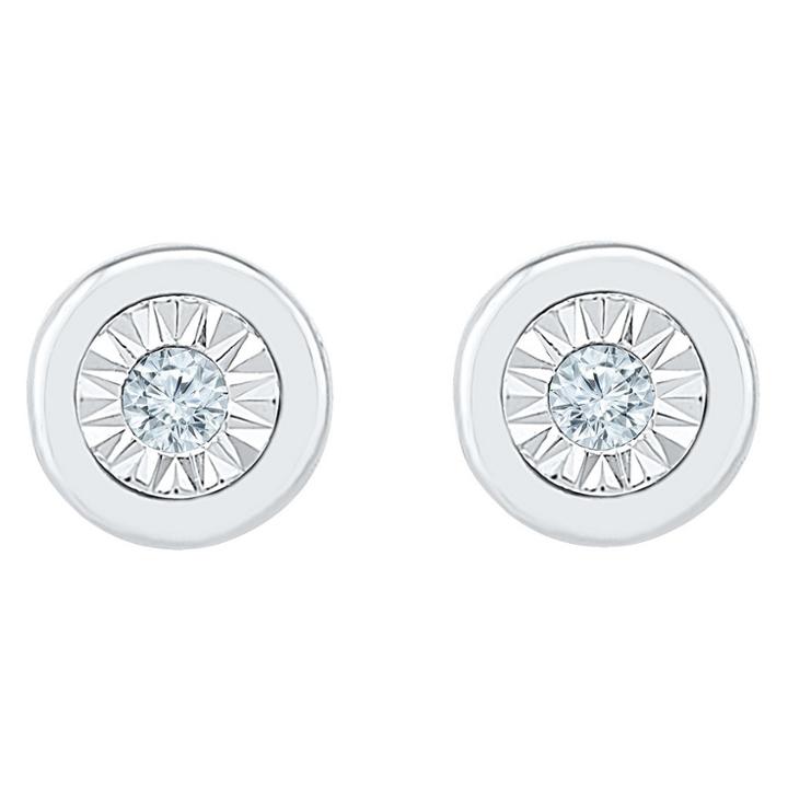 Distributed By Target Diamond Accent Round White Fashion Button Earrings In Sterling Silver (i-j,i2-i3), Women's