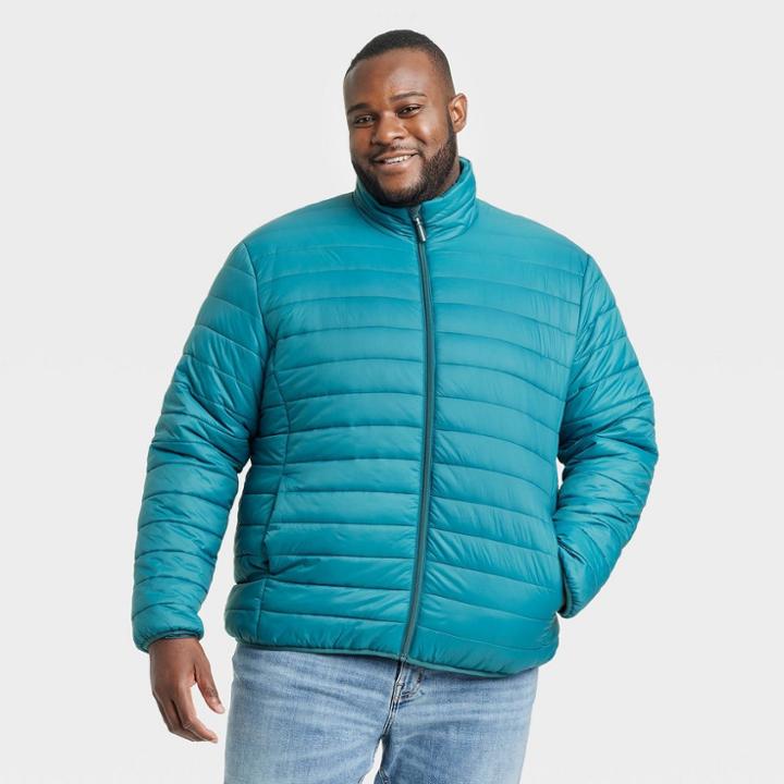 Men's Big & Tall Lightweight Puffer Jacket - Goodfellow & Co Blue