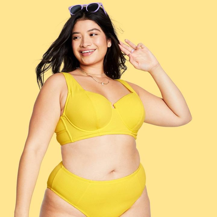 Women's Plus Size Underwire Textured Bikini Top - Stoney Clover Lane X Target Yellow