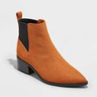Women's Gwen Wide Width Low Shaft Heeled Boots - A New Day Cognac