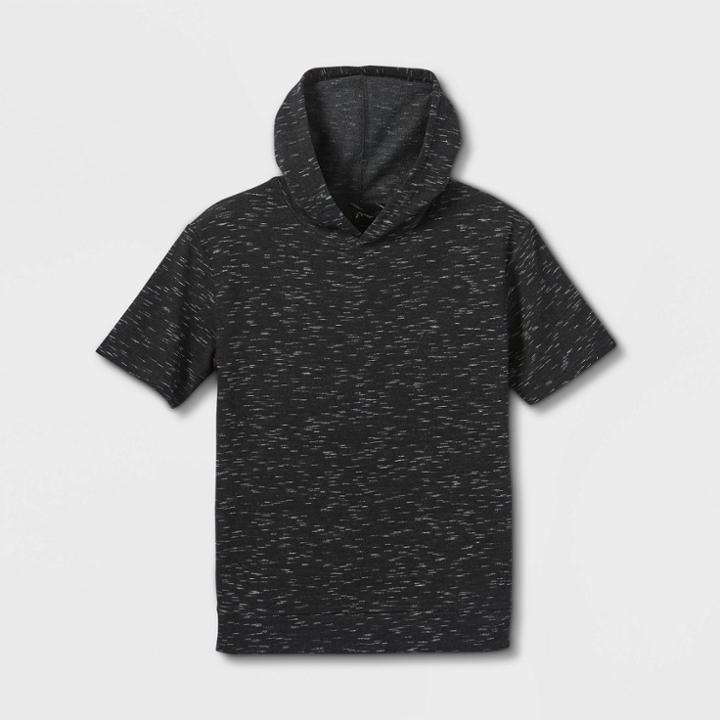 Boys' Moto Short Sleeve Hoodie Sweatshirt - Art Class Black