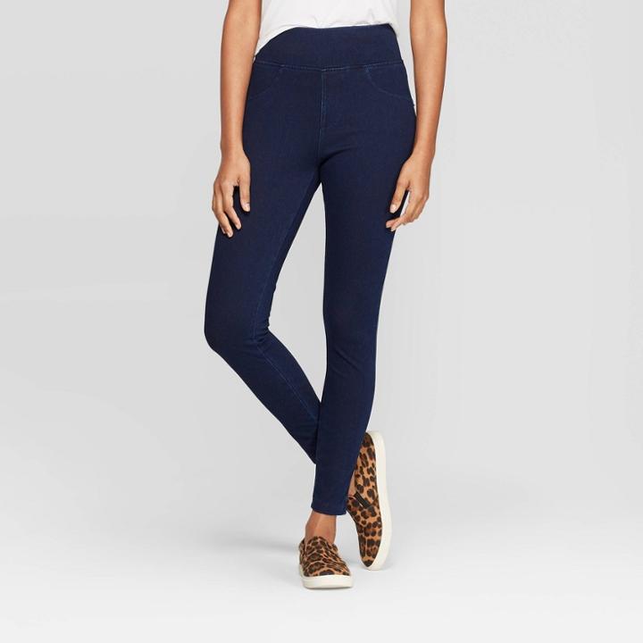 Women's High Waist Jeggings - A New Day Dark Blue